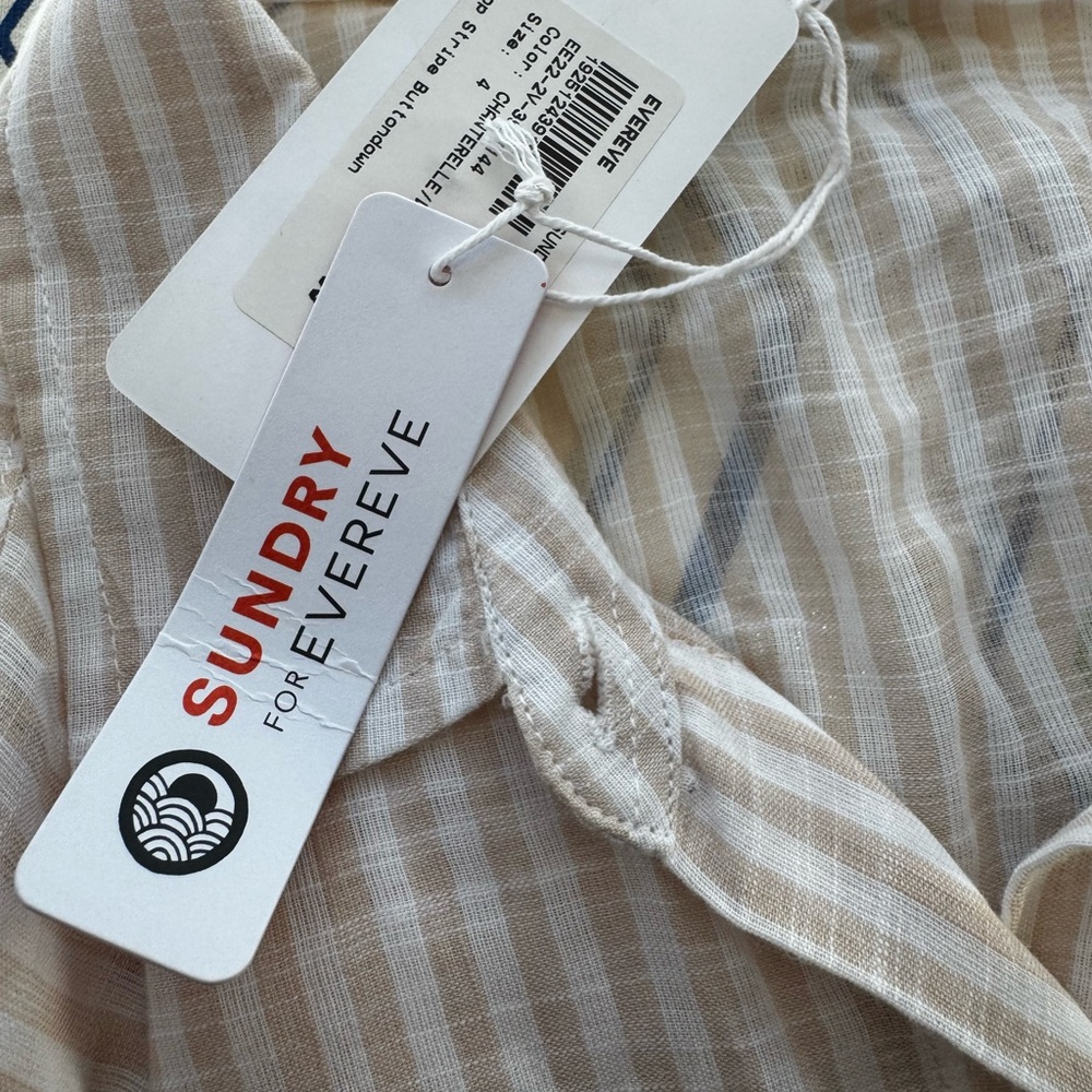 Evereve Cream and Tan Striped Blouse - Picture 6 of 8